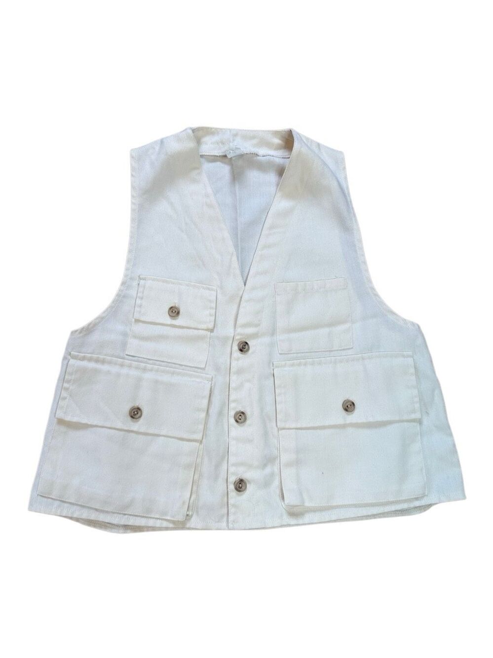 90s Vintage Cotton Fishing Utility Adventure Vest White Small